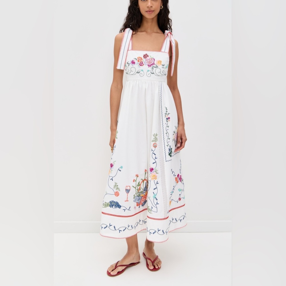 HUNTER BELL White Dress with Colorful Embroidery